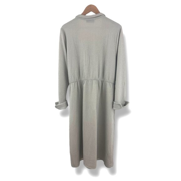 Lane Bryant Lurex Silver Sparkly Faux-Wrap Collar Midi Dress Size 22/24 3X Plus - Picture 7 of 11